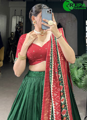 Wonderful Mustad Color Tussar Silk with Patola Print Work Lehenga Choli